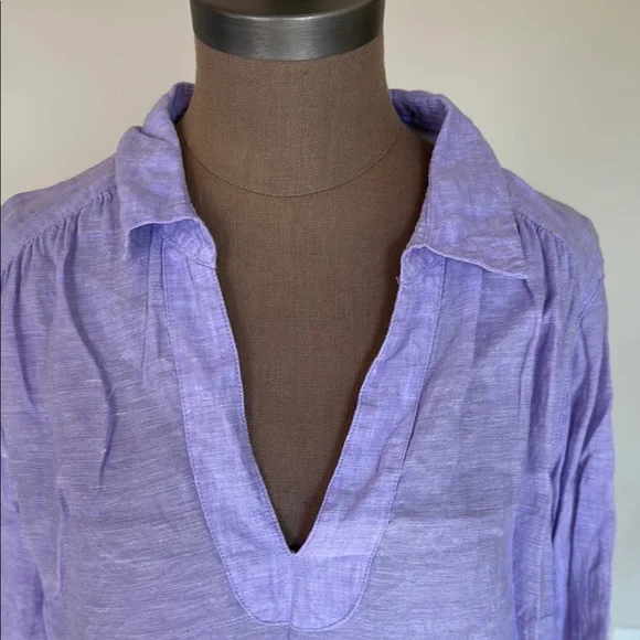 Sigrid Olsen Purple 3/4 Sleeve Polo Collar Blouse - Picture 3 of 17